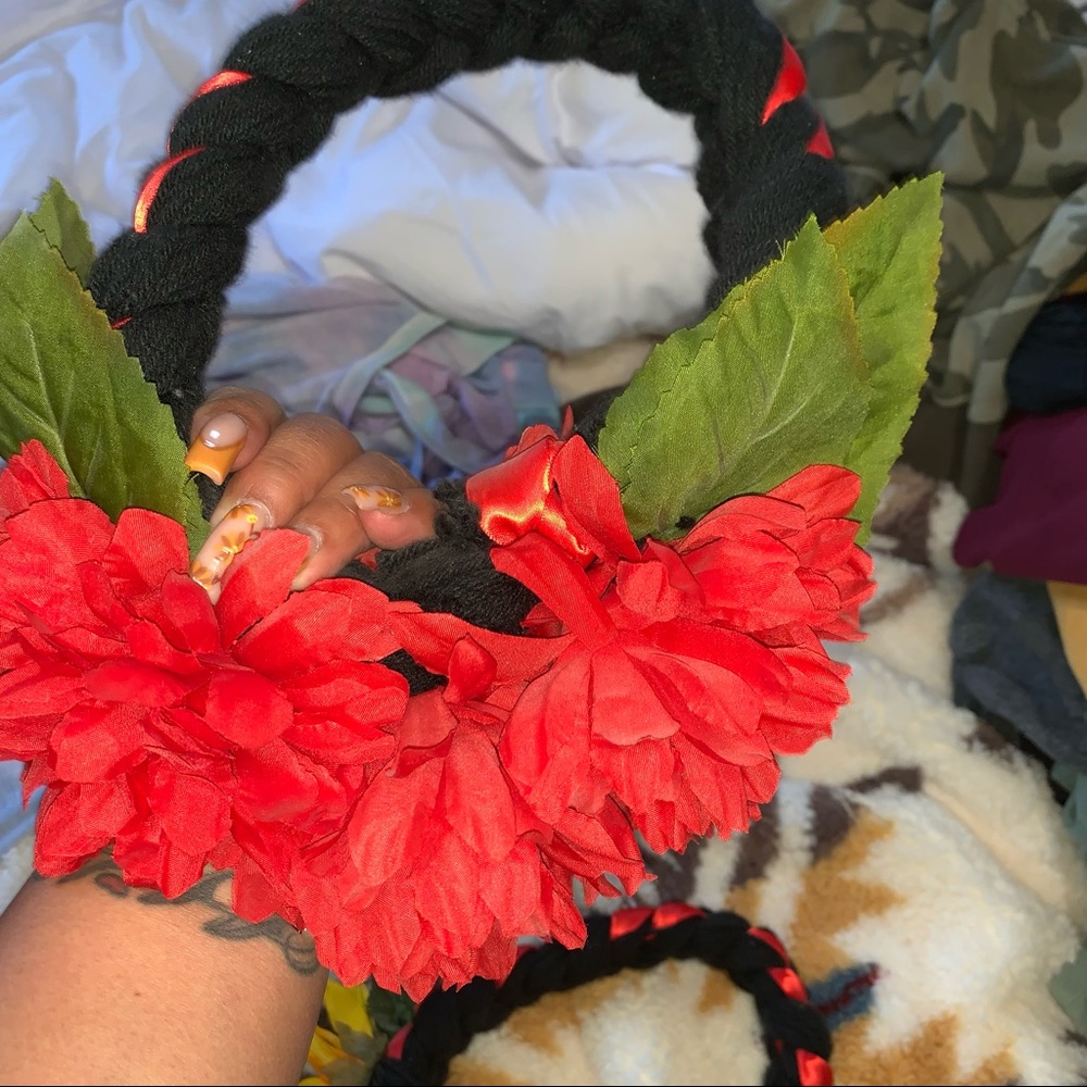 Red flower catrina headband